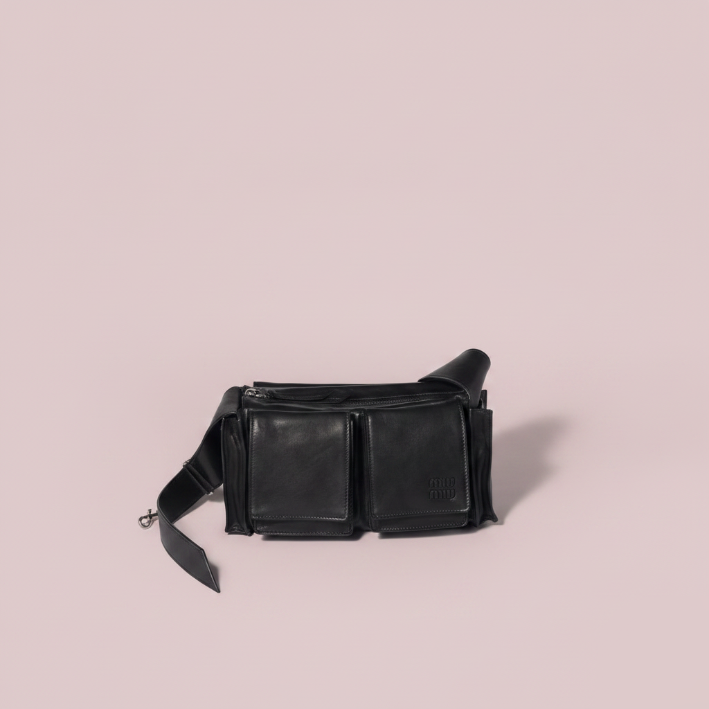 Sac porté épaule utilitaire en cuir nappa