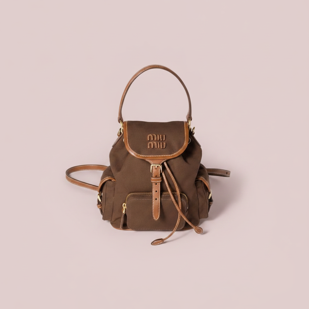 Canvas and leather backpack