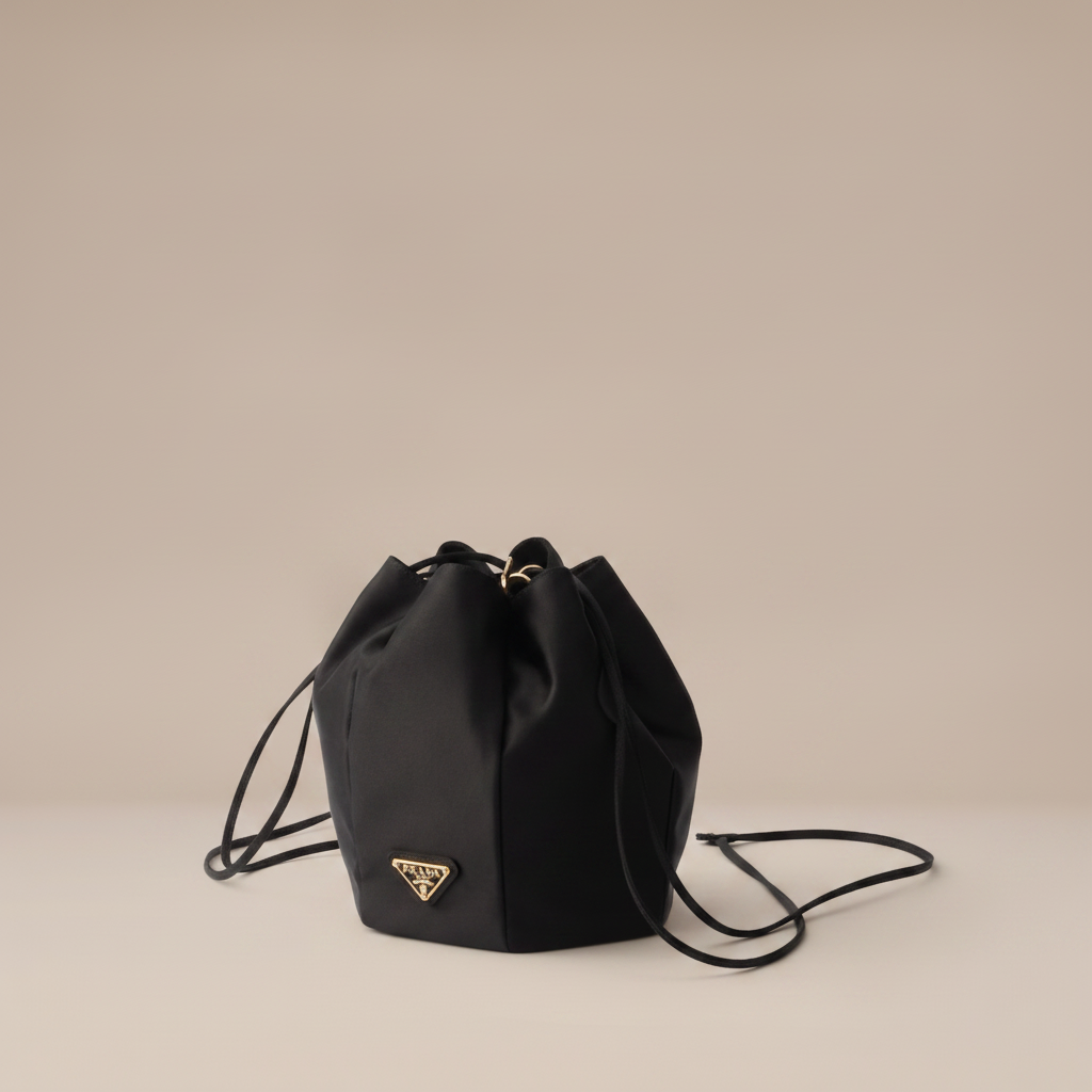 Satin mini bucket bag