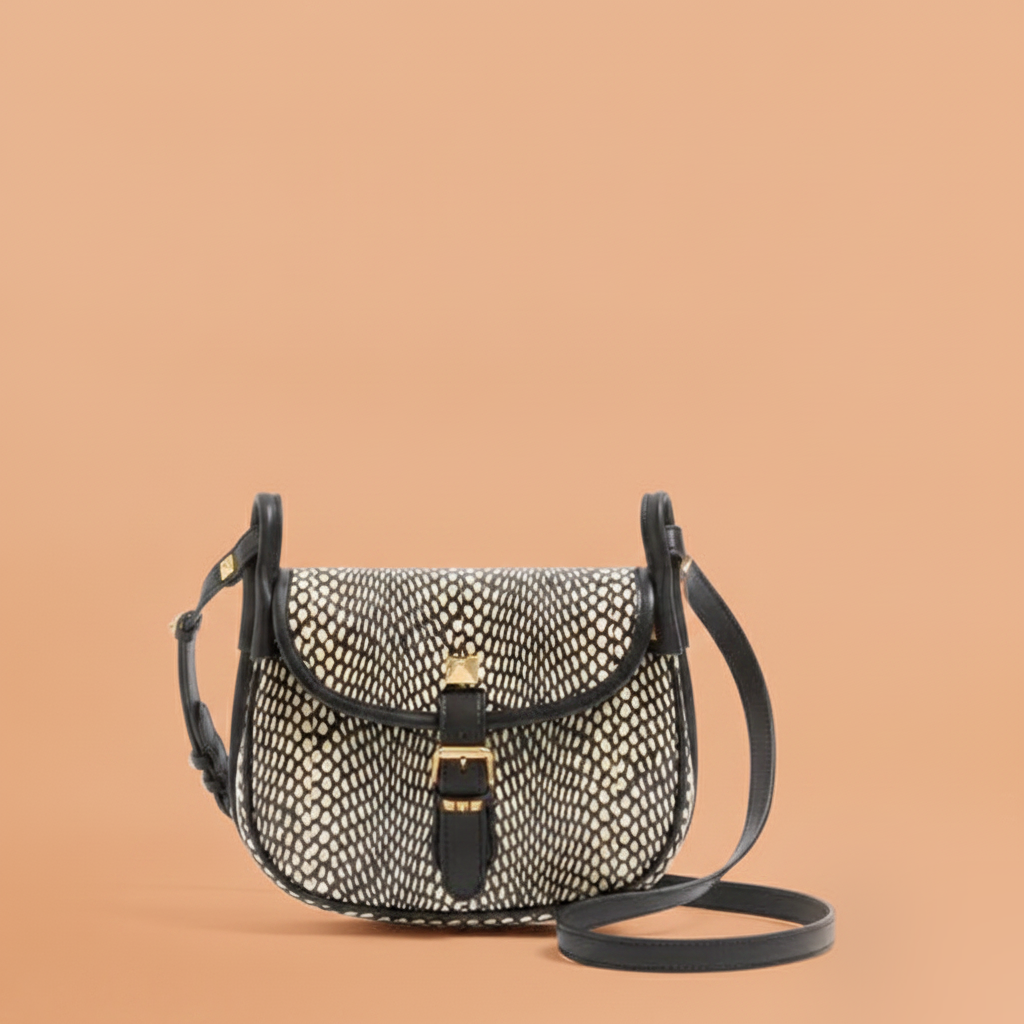 Flâneuse Small Shoulder Bag in Cobra-Print Elaphe Leather