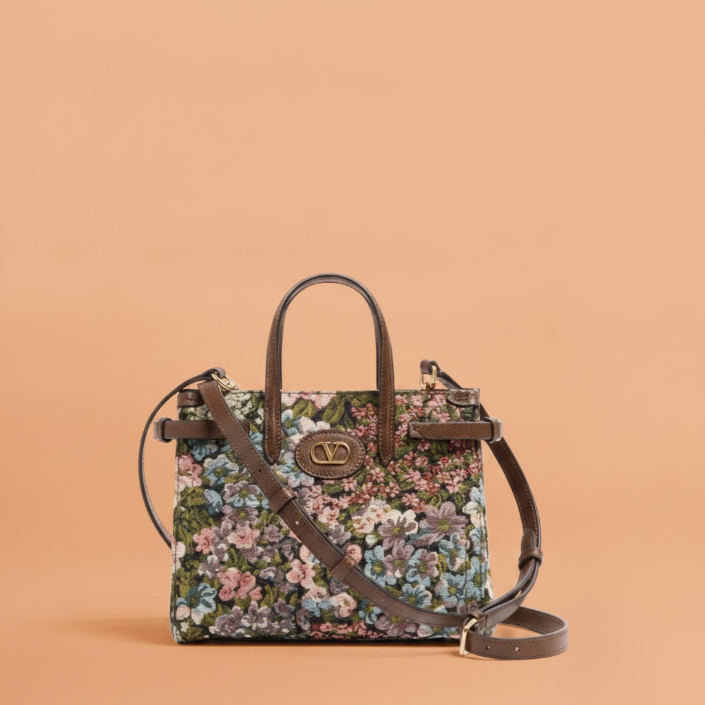 Valentino Garavani Antibes Après Riviera Jacquard Fabric Small Tote
