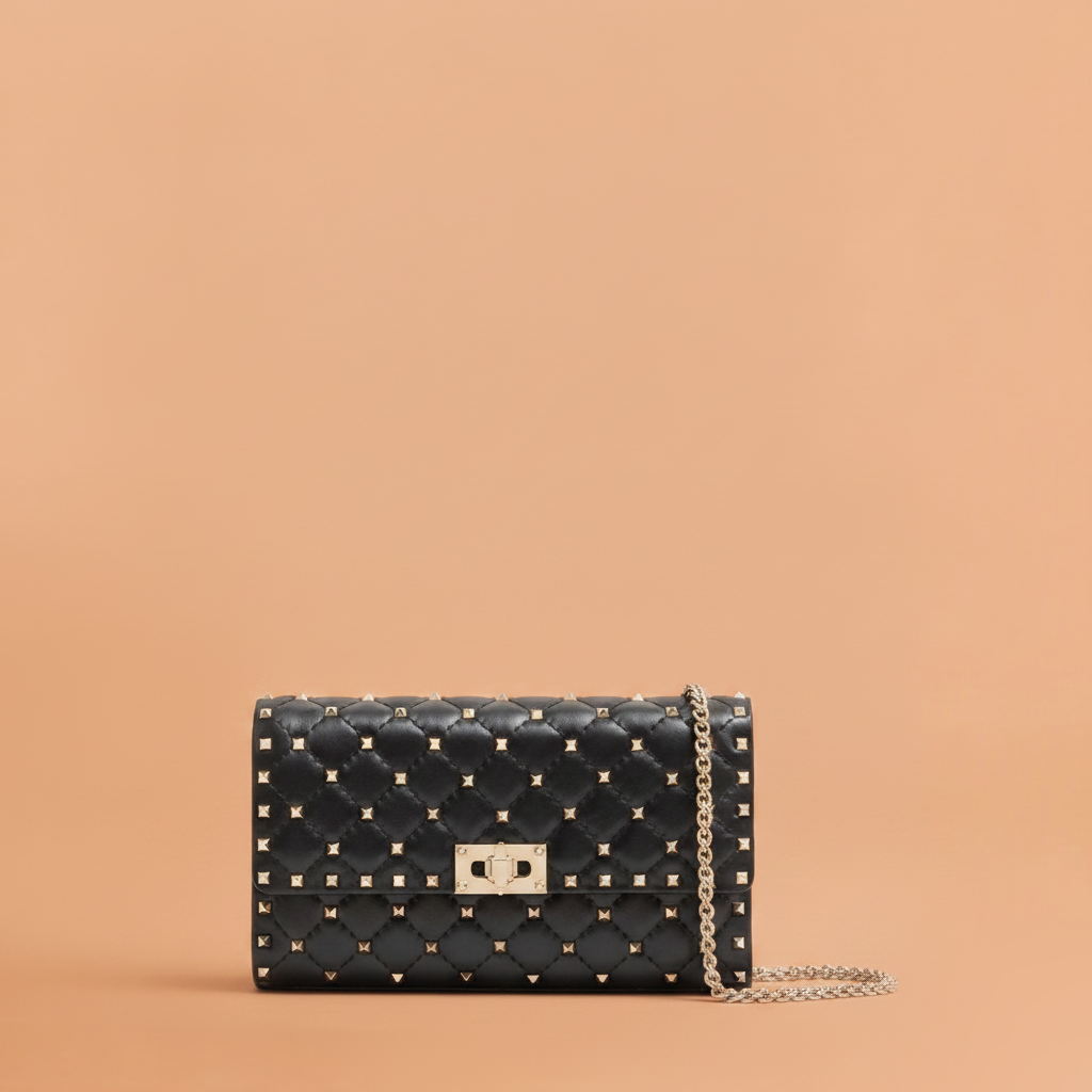 Rockstud Spike Nappa Leather Crossbody Clutch Bag