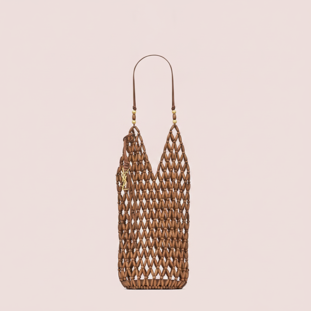 supple bucket in wood beads