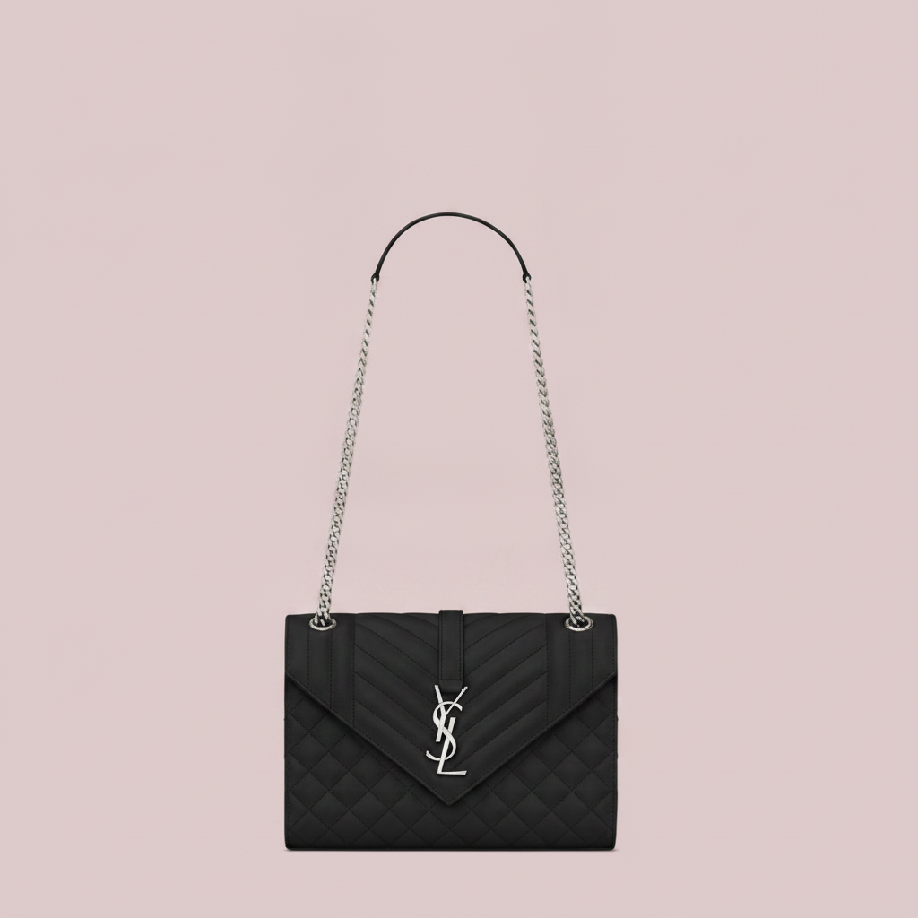 ENVELOPE MEDIUM IN QUILTED GRAIN DE POUDRE EMBOSSED LEATHER