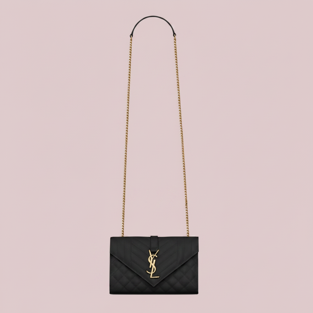 ENVELOPE SMALL IN QUILTED GRAIN DE POUDRE EMBOSSED LEATHER
